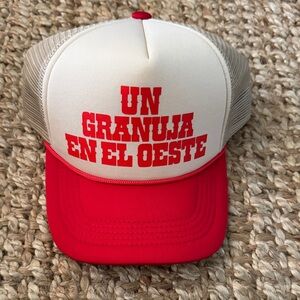 Red and tan Trucker Hat “un granuja en el oeste” western trucker